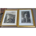 LADY HAMILTON AS CIRCE GILT FRAMED ENGRAVING  60 X 37CM  & DIANA OF THE UPLANDS GILT FRAMED PRINT