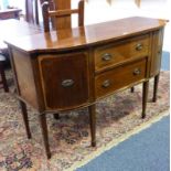 19TH CENTURY MAHOGANY SIDEBOARD WITH INLAID & CROSS BANDED DECORATION WITH 2 DRAWERS FLANKED BY