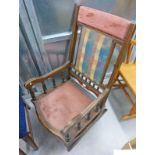 19TH CENTURY MAHOGANY FRAMED ROCKING CHAIR