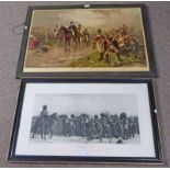 THE ROLL CALL, CRIMEA 1854-5  AFTER LAD BUTLER  FRAMED PRINT 31.5 X 63CM AND  WELLINGTON AT