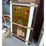 VARIOUS LEADED AND COLOURED GLASS PANELS