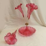VICTORIAN CRANBERRY GLASS EPERGNE