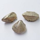 MUSSEL SHELL MARKED 800, COCKLE SHELL MARKED 925 & NUT SHELL BOX