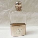 CUT GLASS AND SILVER MOUNTED HIP FLASK MARKED LONDON 1896