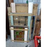 SELECTION OF COLOURED & LEADED GLASS PANELS