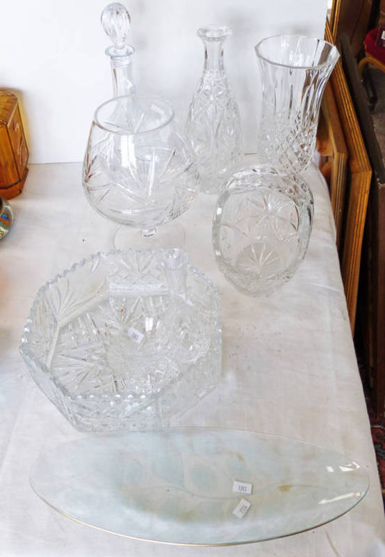 VARIOUS CUT GLASS CRYSTAL DECANTERS ETC