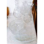VARIOUS CUT GLASS CRYSTAL DECANTERS ETC