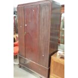 MID 20TH CENTURY MAHOGANY SINGLE DOOR WARDROBE ON QUEEN ANNE SUPPORTS