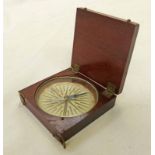 GENTLEMAN'S MAHOGANY CASED COMPASS WITH PAPER DIAL