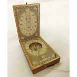 19TH CENTURY WALNUT GERMAN POCKET COMPASS/SUNDIAL WITH PAPER COVERS BY NEGELEIN AT NUREMBERG IN