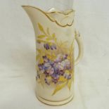 EARLY 20TH CENTURY ROYAL WORCESTER JUG DECORATED WITH BLUE FLOWERS - 18.5CM TALL