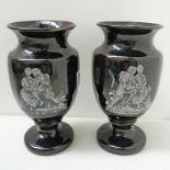 PAIR OF 19TH CENTURY SCOTTISH POTTERY VASES MARKED FIFE POTTERY TO BASE, 23CM