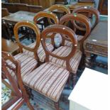 HARLEQUIN SET OF 6 19TH CENTURY MAHOGANY BALLOON BACK DINING CHAIRS ON TURNED SUPPORTS