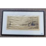 W L WYLLIE,  LEAVING PORT,  SIGNED IN PENCIL, FRAMED ETCHING, 20 X 50CM