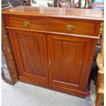 MAHOGANY SIDE CABINET WITH DRAWER OVER 2 PANEL DOORS ON PLINTH BASE