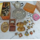 BLENDUX CAMERA, LIGHT METER, SILVER MEDAL, BROOCHES, BUTTONS, WADE ORNAMENTS, ETC.
