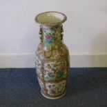 19TH CENTURY CHINESE CANTON FAMILLE ROSE BALUSTER VASE DECORATED WITH BIRDS & FLOWERS - 63CM TALL