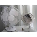 2 WHITE ELECTRIC TABLE FANS