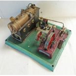 DOLL LIVE STEAM STATIONARY ENGINE WITH HORIZONTAL BOILER WITH BRICK EFFECT STAND, SINGLE FIXED