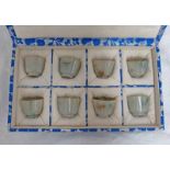 EIGHT CHINESE ONYX CUPS IN FITTED BOX
