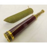 3-DRAW BRASS TELESCOPE IN SOFT LEATHER POUCH