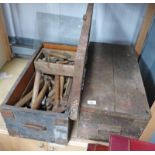 2 SMALL PINE BOXES AND CONTENTS OF TOOLS