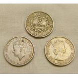 THREE BRITISH WEST AFRICA THREEPENCES; 1939, 1947 AND 1957