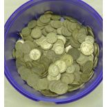 HALF CROWNS, FLORIN'S, SHILLINGS, SIX PENCE AND THREE PENCE'S, GEORGE 5TH AND 6TH IN SWEET TUB