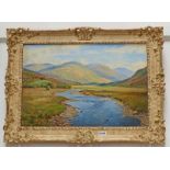 GEORGE MELVIN RENNIE THE RIVER DEE IN SUMMER SIGNED  FRAMED OIL PAINTING 40 X 61CM