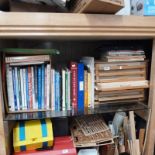 A GOOD SELECTION OF BOOKS ON DOLLS HOUSE DESIGN, AND WOOD WORKING, ALSO A WORKSHOP CHEST OF DRAWERS,