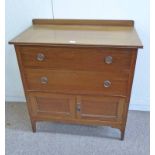 MAHOGANY CHEST WITH 2 LONG DRAWERS OVER 2 PANEL DOORS