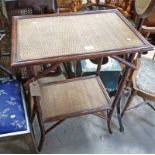 BAMBOO 2 TIER TABLE WITH RUSHWORK TOP AND UNDERSHELF