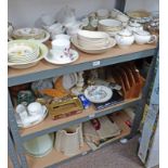 WEDGWOOD CALIFORNIA TEASET, 3 FRUIT SETS, AYNSLEY COFFEE SET, WOODEN BOWLS, TAPESTRY, CLOCK ETC OVER
