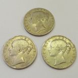 VICTORIA YOUNG HEAD CROWNS 1844 AND 2 X 1845 -3-