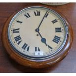 20TH CENTURY OAK CIRCULAR WALL CLOCK