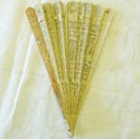 19TH CENTURY CARVED CHINESE BONE FAN WITH 30 SPARS