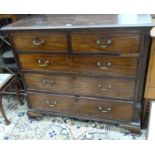 EARLY 19TH CENTURY MAHOGANY CHEST 2 SHORT OVER 3 LONG DRAWERS ON BRACKET SUPPORTS 103CM TALL