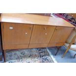 20TH CENTURY SIDEBOARD WITH 3 PANEL DOORS OVER 3 DRAWERS ON TURNED SUPPORTS