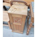 LATE 19TH CENTURY BEDSIDE CABINET WITH CARVED PANEL DOOR