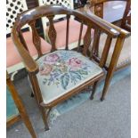 LATE 19TH CENTURY INLAID MAHOGANY TUB CHAIR ON SQUARE SUPPORTS