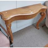 19TH CENTURY OAK SIDE TABLE WITH SHAPED FRONT AND LIONS PAW SUPPORTS 114CM WIDE