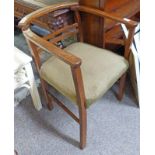EARLY 20TH CENTURY OAK OPEN ARMCHAIR ON SQUARE SUPPORTS