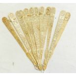 CHINESE CARVED IVORY FAN STICKS, 2 OUTERS AND 10 INNER STICKS -12-