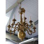 EARLY 20TH CENTURY BRASS 2 TIER 12 BRANCH CHANDELIER