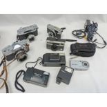 6 CAMERAS INCLUDING MAMIYA WITH 48MM LENS, YASHICA MINISTER-D SONY 7.2 CYBERSHOT, ETC.