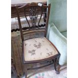19TH CENTURY INLAID MAHOGANY LADIES CHAIR ON SHAPED SUPPORTS