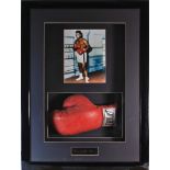 Muhammad Ali Cassius Clay signed Glove. A signed Everlast boxing glove display. Originally signed