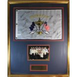 Ryder Cup 2002 Belfry Signed Flag. Signed by the successful European Team 2002 team. Darren Clarke