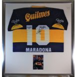 Marradona Signed Bocca Juniors Shirt. An Argentinian match shirt Boca Juniors, signed in black pen
