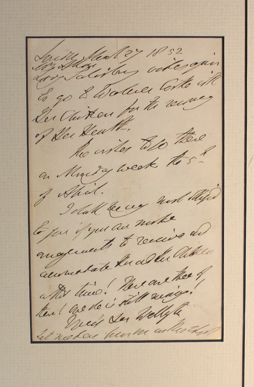 Duke Of Wellington Handwritten letter 1852. Born Arthur Wellesley, Wellington was responsible for - Image 2 of 3